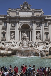 Italy, Lazio, Rome, Piazza di Trevi the baroque Trevi Fountain by Nicola Salvi 1762 against the