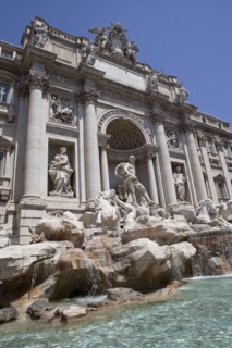 Italy, Lazio, Rome, Piazza di Trevi the baroque Trevi Fountain by Nicola Salvi 1762 against the