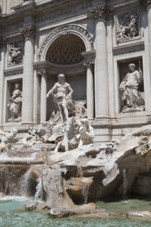 Italy, Lazio, Rome, Piazza di Trevi the baroque Trevi Fountain by Nicola Salvi 1762 against the