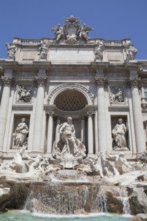 Italy, Lazio, Rome, Piazza di Trevi the baroque Trevi Fountain by Nicola Salvi 1762 against the
