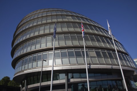 England, London, Southwark southbank GLA City hall exterior designed by Sir Norman Foster. Photo :