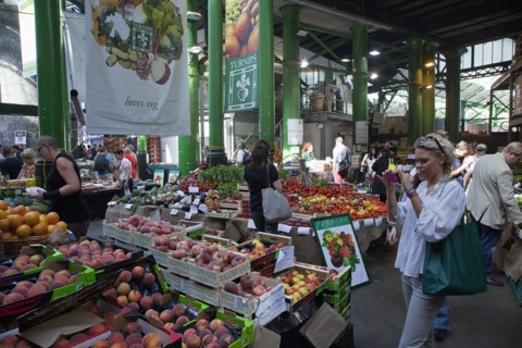 England, London, Borough Market Londons oldest fresh fruit and vegetable market Tourist taking