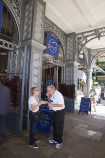 England, London, Borough Market Londons oldest fresh fruit and vegetable market tourists eating
