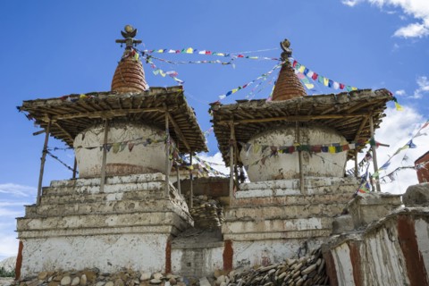 Nepal, Upper Mustang, Lo Manthang, Chortens at Lo Manthang. Photo : Sergey Orlov