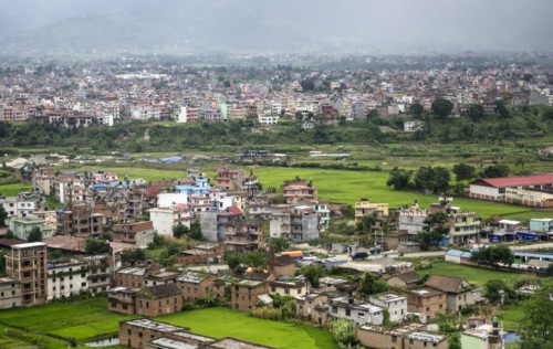 Nepal, Kathmandu, Vew over city housing. Photo : Sergey Orlov