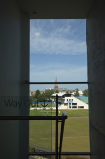 England, East Sussex, Eastbourne, View of the tennis courts in Devonshire Park from the Towner Art