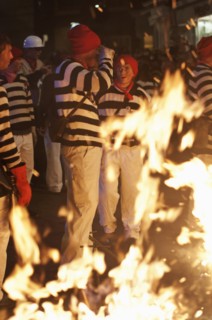 Participants in the annual bonfire night parade held in Lewes, East Sussex. The festival celebrates 17 protestant martyrs killed in the 1500's