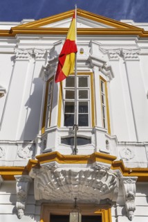Spain, Extremadura, Badajoz, Detail of regional Government building. 
Photo Hugh Rooney / Eye
