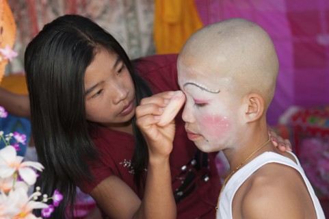 Thailand, Chiang Mai, Poi Sang Long is the ordination ceremony for Shan boys to become novice