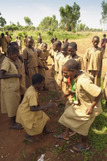Burundi, Cibitoke Province, Buganda, Ruhagurika Primary School girls dancing during their playtime
