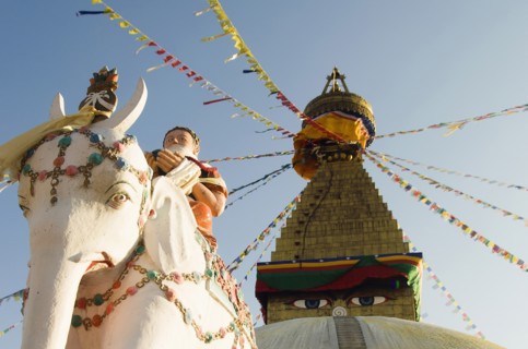 Nepal, Kathmandu, Boudnath Tibetan Buddhist Temple. 
Photo Nic I Anson / Eye Ubiquitous