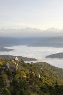 Nepal, Nagarkot, View across clouded valley towards Himalayan mountains. 
Photo Nic I Anson / Eye