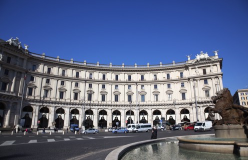 Italy, Lazio, Rome, Piazza della Repubblica detail of the Fountain of the Naiads. 
Photo Stephen