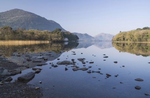 Ireland, County Kerry, Killarney, Muckross Lake with Torc Mountain. 
Photo Hugh Rooney / Eye