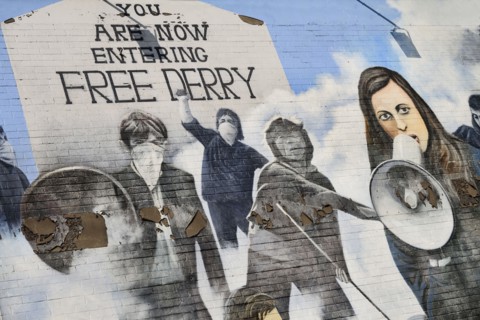 Ireland, North, Derry, The Peoples Gallery series of murals in the Bogside  Mural known as "Bernadette".