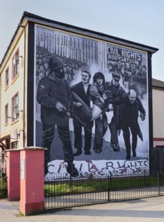 Ireland, North, Derry, The Peoples Gallery series of murals in the Bogside  Mural known as "Bloody Sunday Mural".