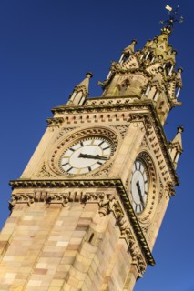 Ireland, North, Belfast, The Albert Memorial Clock Tower in Queen's Square constructed 1865-1870 as