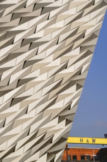 Ireland, North, Belfast, Titanic Quarter, Titanic Belfast Visitor Experience, Section of building