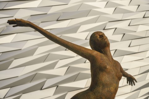 Ireland, North, Belfast, Titanic Quarter, Titanic Belfast Visitor Experience, 'Titanica' sculpture