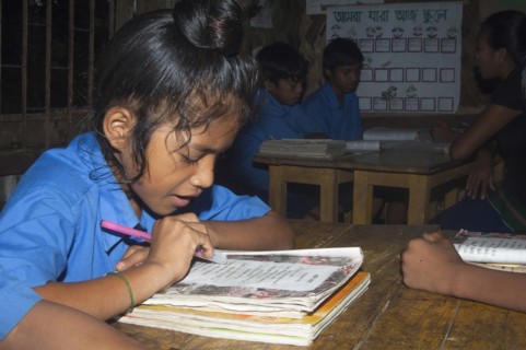 Bangladesh, Chittagong Division, Rowangchhari Upazila, Mro minority ethnic group children sat in