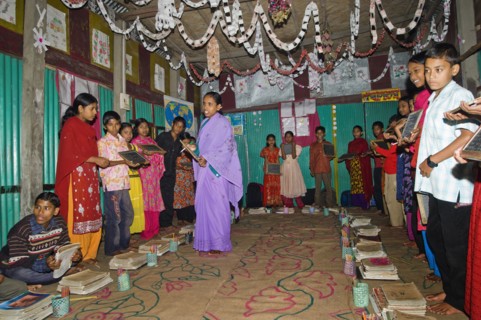 Bangladesh, Chittagong Division, Comilla, BRAC students in a primary school classroom. 
Photo Nic
