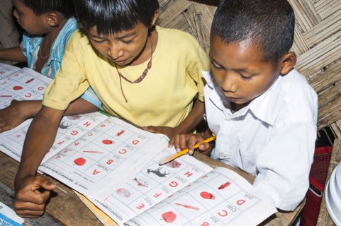 Bangladesh, Chittagong Division, Bandarban, Primary school classroom demonstrating child-centred