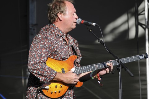 Music, Strings, Guitars, Mark King bass player with Level 42 playing at Guilfest 2010. . 
Photo