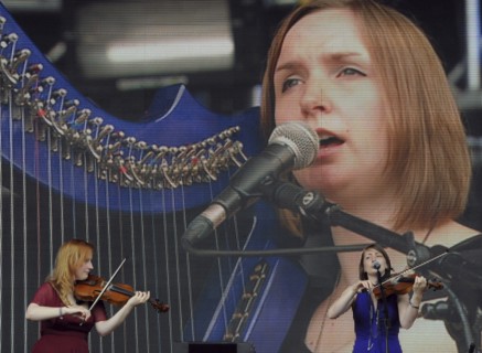 Music, Strings, Violin, Fiddle players from the Shee band playing at Cropredy 2011. 
Photo Bob