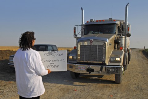 Canada, Alberta, Blood Reserve, Fracking for oil and gas on the Blood Tribe Indian Reserve at the