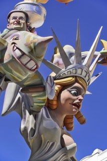 Spain, Valencia Province, Valencia, Papier Mache figure of a woman resembling the Statue of Liberty