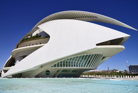 Spain, Valencia Province, Valencia, La Ciudad de las Artes y las Ciencias  City of Arts and Sciences  Palau de les Arts Reina Sofa  Opera house and cultural centre.
