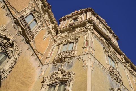 Spain, Valencia Province, Valencia, 15th century Palacio de Marques de Dos Aguas now the National Ceramics Museum or Museo Nacional de Ceramica  Some of the buildings elaborate stonework.