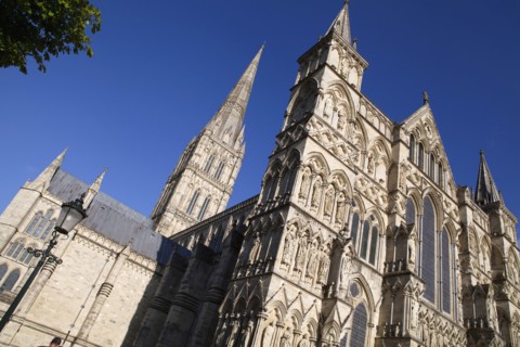 England, Wiltshire, Salisbury, Exterior of the Cathedral. 
Photo Bennett Dean
