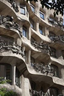 Spain, Catalonia, Barcelona, La Pedrera or Casa Mila on Passeig de Gracia  deisgned by Antoni Gaudi.