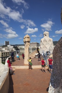 Spain, Catalonia, Barcelona, La Pedrera or Casa Mila on Passeig de Gracia, designed by Antoni Gaudi