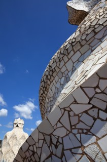 Spain, Catalonia, Barcelona, La Pedrera or Casa Mila on Passeig de Gracia, designed by Antoni Gaudi