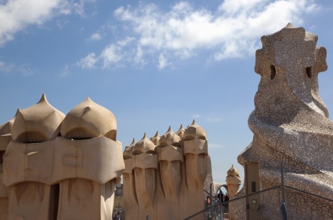 Spain, Catalonia, Barcelona, La Pedrera or Casa Mila on Passeig de Gracia, designed by Antoni Gaudi
