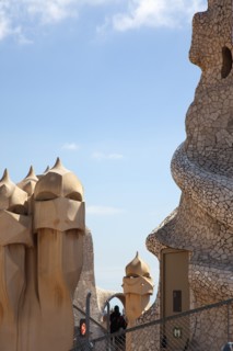 Spain, Catalonia, Barcelona, La Pedrera or Casa Mila on Passeig de Gracia, designed by Antoni Gaudi