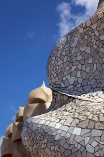 Spain, Catalonia, Barcelona, La Pedrera or Casa Mila on Passeig de Gracia, designed by Antoni Gaudi
