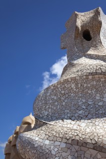 Spain, Catalonia, Barcelona, La Pedrera or Casa Mila on Passeig de Gracia, designed by Antoni Gaudi