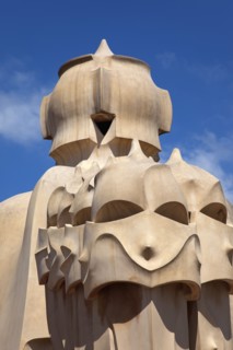 Spain, Catalonia, Barcelona, La Pedrera or Casa Mila on Passeig de Gracia, designed by Antoni Gaudi