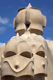 Spain, Catalonia, Barcelona, La Pedrera or Casa Mila on Passeig de Gracia, designed by Antoni Gaudi