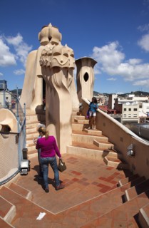 Spain, Catalonia, Barcelona, La Pedrera or Casa Mila on Passeig de Gracia, designed by Antoni Gaudi