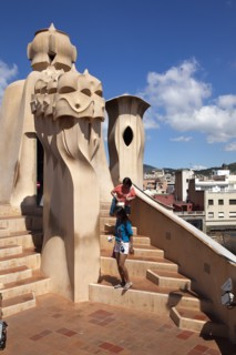 Spain, Catalonia, Barcelona, La Pedrera or Casa Mila on Passeig de Gracia, designed by Antoni Gaudi