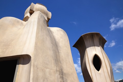 Spain, Catalonia, Barcelona, La Pedrera or Casa Mila on Passeig de Gracia, designed by Antoni Gaudi