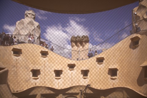 Spain, Catalonia, Barcelona, La Pedrera or Casa Mila on Passeig de Gracia, designed by Antoni