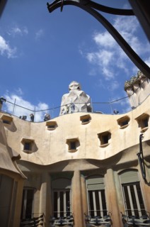 Spain, Catalonia, Barcelona, La Pedrera or Casa Mila on Passeig de Gracia, designed by Antoni Gaudi