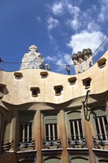 Spain, Catalonia, Barcelona, La Pedrera or Casa Mila on Passeig de Gracia, designed by Antoni Gaudi