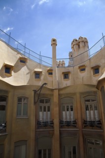 Spain, Catalonia, Barcelona, La Pedrera or Casa Mila on Passeig de Gracia, designed by Antoni Gaudi