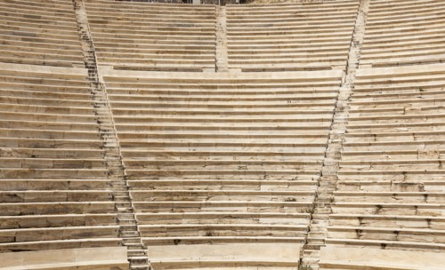 Greece, Attica, Athens, Greece, Attica, Athens, Stone seating in Odeon of Herodes Atticus, located